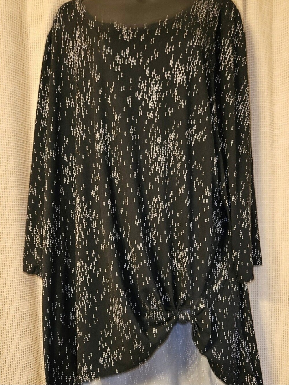 Lane Bryant Black & White Speckled Knot-Front Women's Tunic Top 22/24